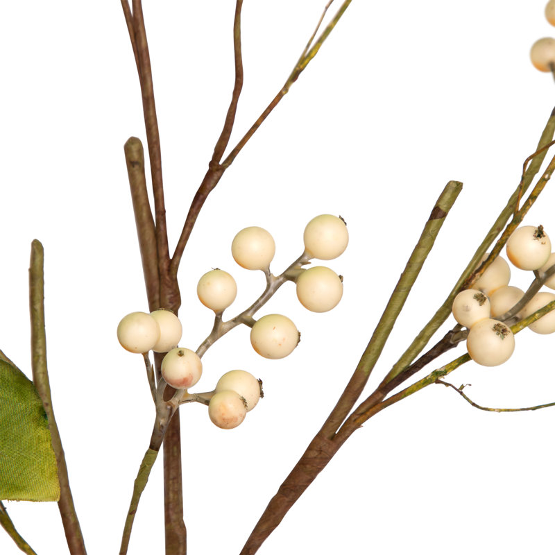Artificial Berry Branch Sprays - 38" - Green And Cream - Set Of 4