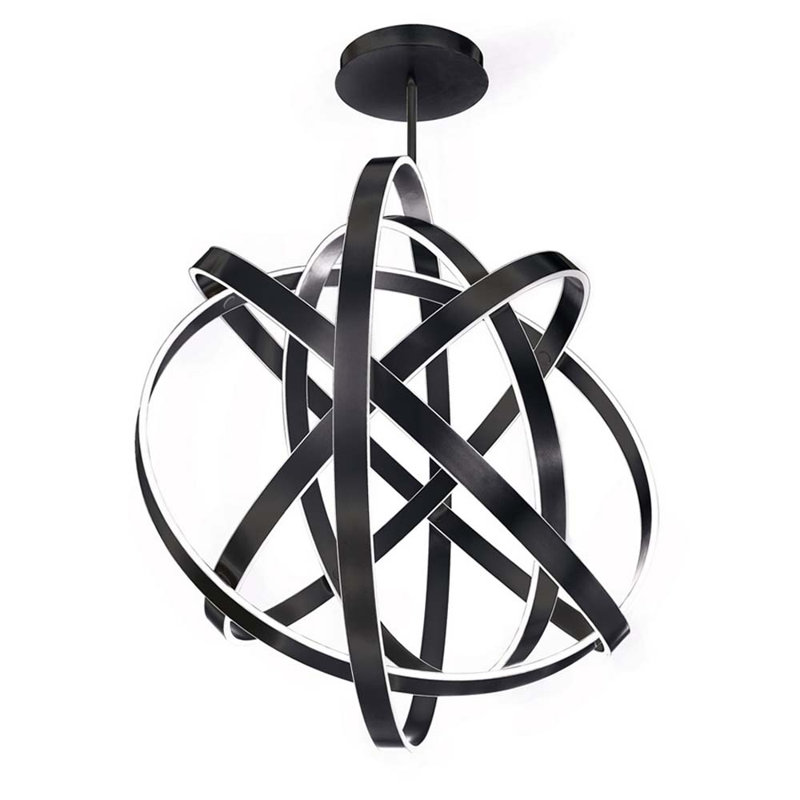 Kinetic 1-Light Globe Chandelier, 60" H x 60" W x 60" D, Black