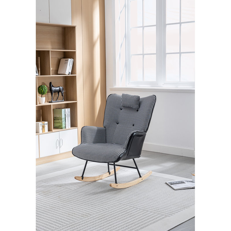 Chaise berçante Latissia, Noir / blanc