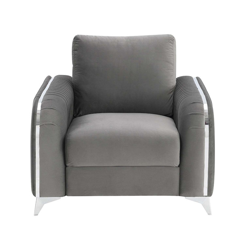 Chaise Wenona, velours gris, Gris