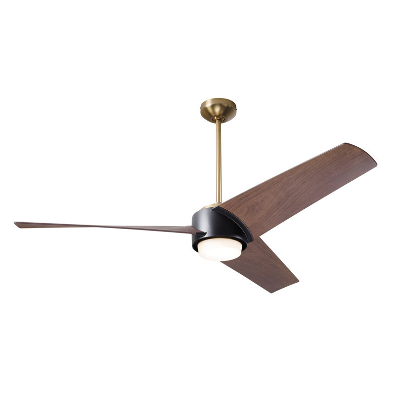 Ambit 56'' Ceiling Fan with LED Lights, Mahogany, Satin Brass/Matte Black, Handheld Remote Control