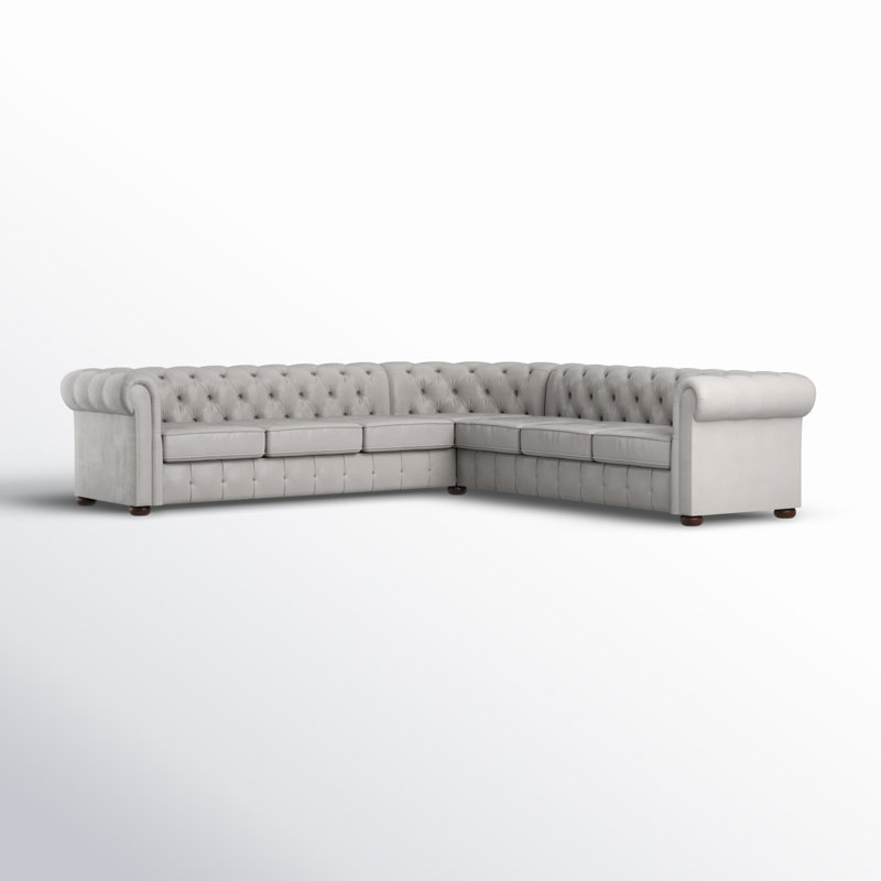 Dunn 117 " Velvet Sectional, Gray Velvet