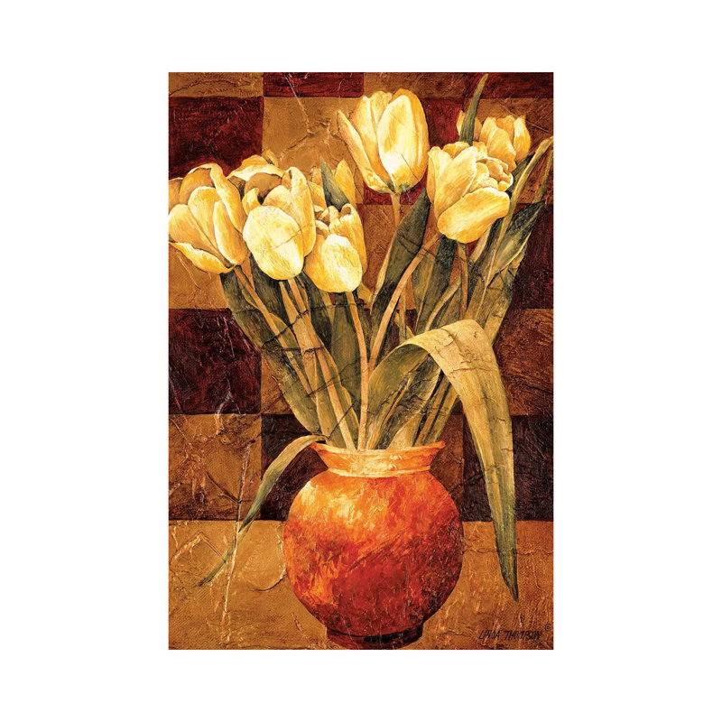 Checkered Tulips I by Linda Thompson - Wrapped Canvas Gallery-Wrapped Canvas Giclée, 30.48 cm H x 45.72 cm W
