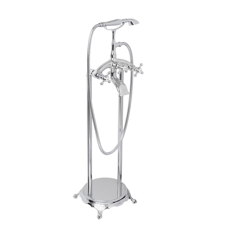 Glossy White Acrylic Clawfoot Freestanding Bathtub with Faucet