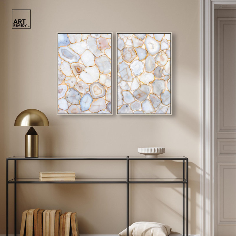 Impression sur toile Luxe Harmony , Argent argent, H 25 po x l 17 po, Impression dans un cadre flottant sans passe-parto