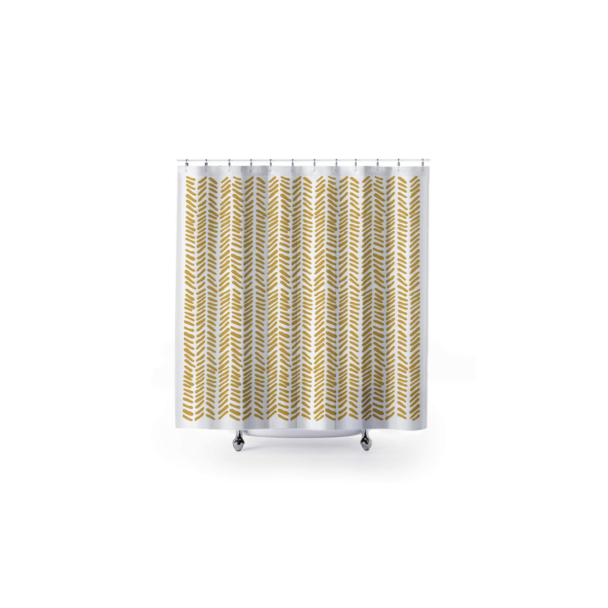 Thora Tribal Shower Curtain, ThoraVee Mustard