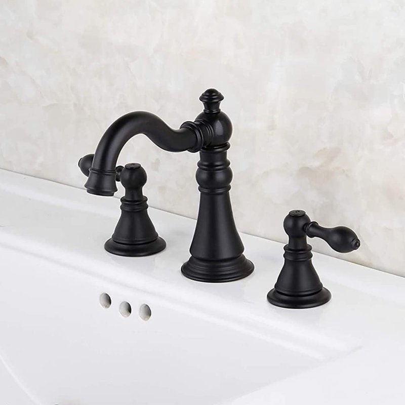 Robinet de salle de bain à deux poignées Derengge, Noir mat