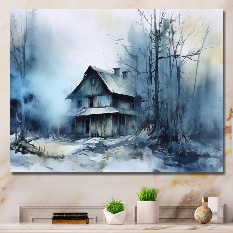 «Blue Grey Nordic Village II», reproduction sur toile, 34" H x 44" W, Toile tendue