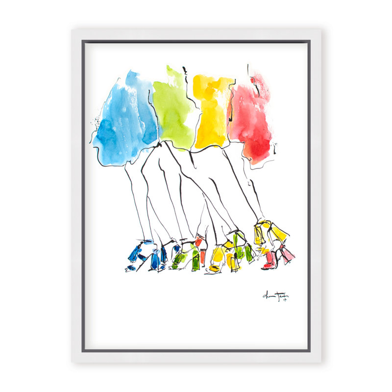 «Pop Art & Retro Runway Rainbow» par Chauncey Jacks - œuvre d'art encadrée, 16" H x 12" W x 2.375" D, Framed Canvas, White