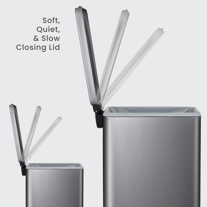 12 Gallon and 2.5 Gallon Brushed Stainless Steel Slim Trash Can Set