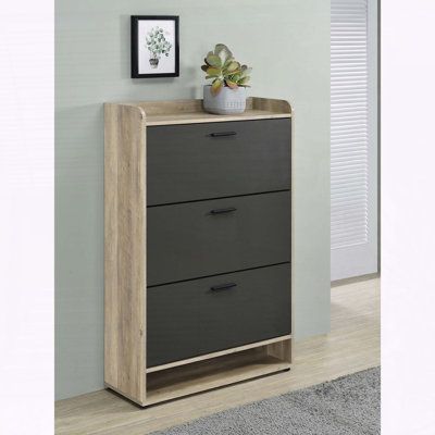 Armoire à chaussures en bois d'ingénierie à 3 niveaux Kyla - 49,75 po de hauteur