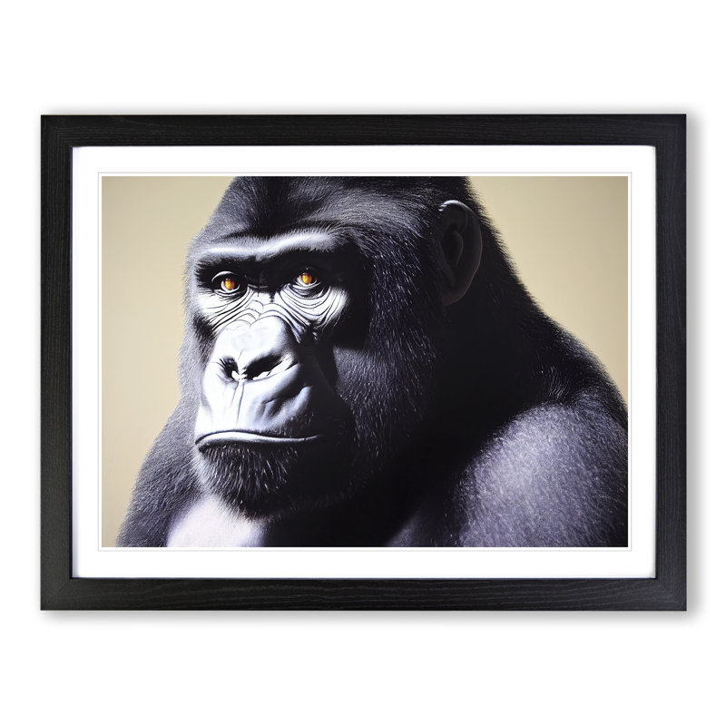 Outstanding Gorilla - Single Picture Frame Print, Black, 46cm H x 64cm W x 2cm D