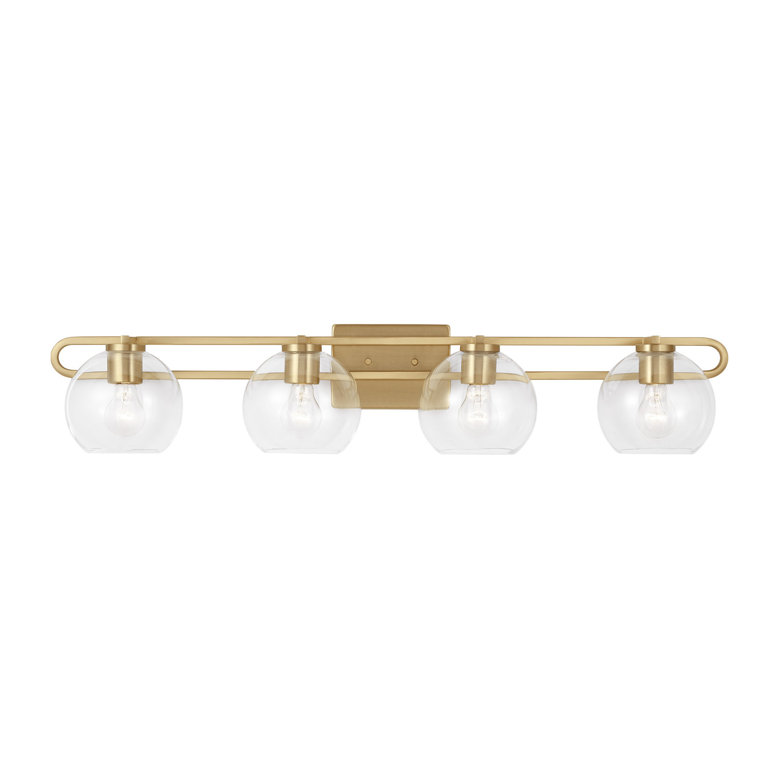 Eveline Dimmable Vanity Light, Satin Brass, 4, 7.63"H x 40"W x 8.38"D