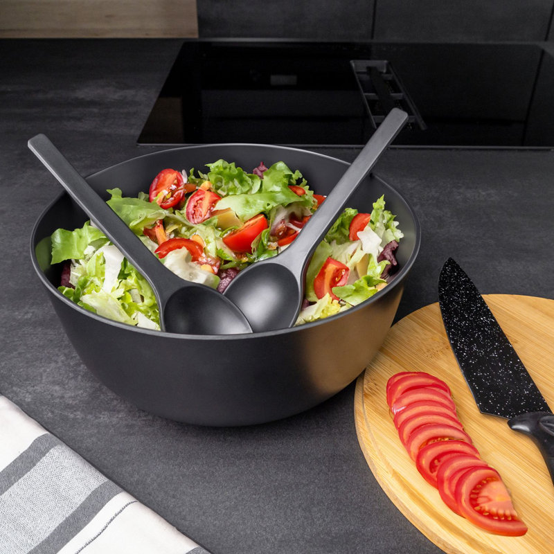 Latitude Run Atle Melamine Salad Bowl, Black
