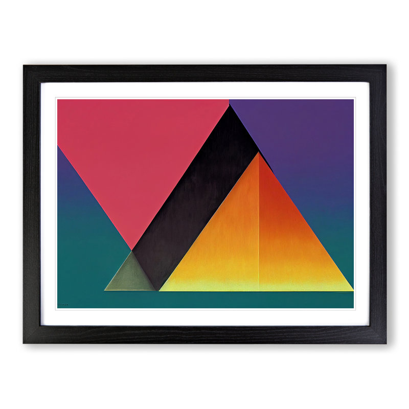 Geometric Pyramids Vol.2 Abstract 1 Piece Single Picture Frame Wall Art, 25cm H x 34cm W x 2cm D, Black Framed