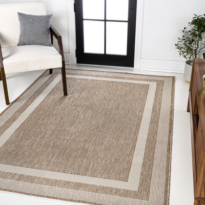 Caherty Dover Classic 3-Stripe Border Beige/Cream Indoor/Outdoor Rug
