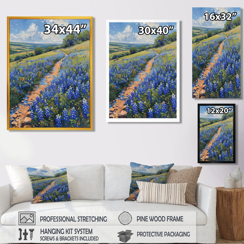 «Summer Morning Magic» par Bonnets bleus Fields II - décorations murales «Blue Bonnets», H 44 po x l 34 po x P 1,5 po