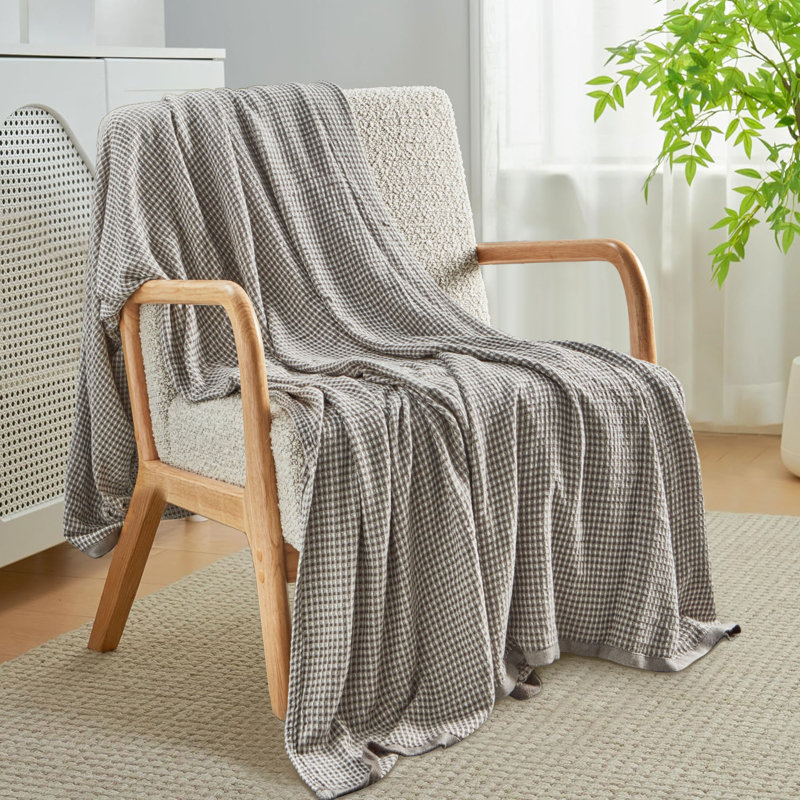Waffle Rayon From  Blanket, 80" W x 90" L, Gray