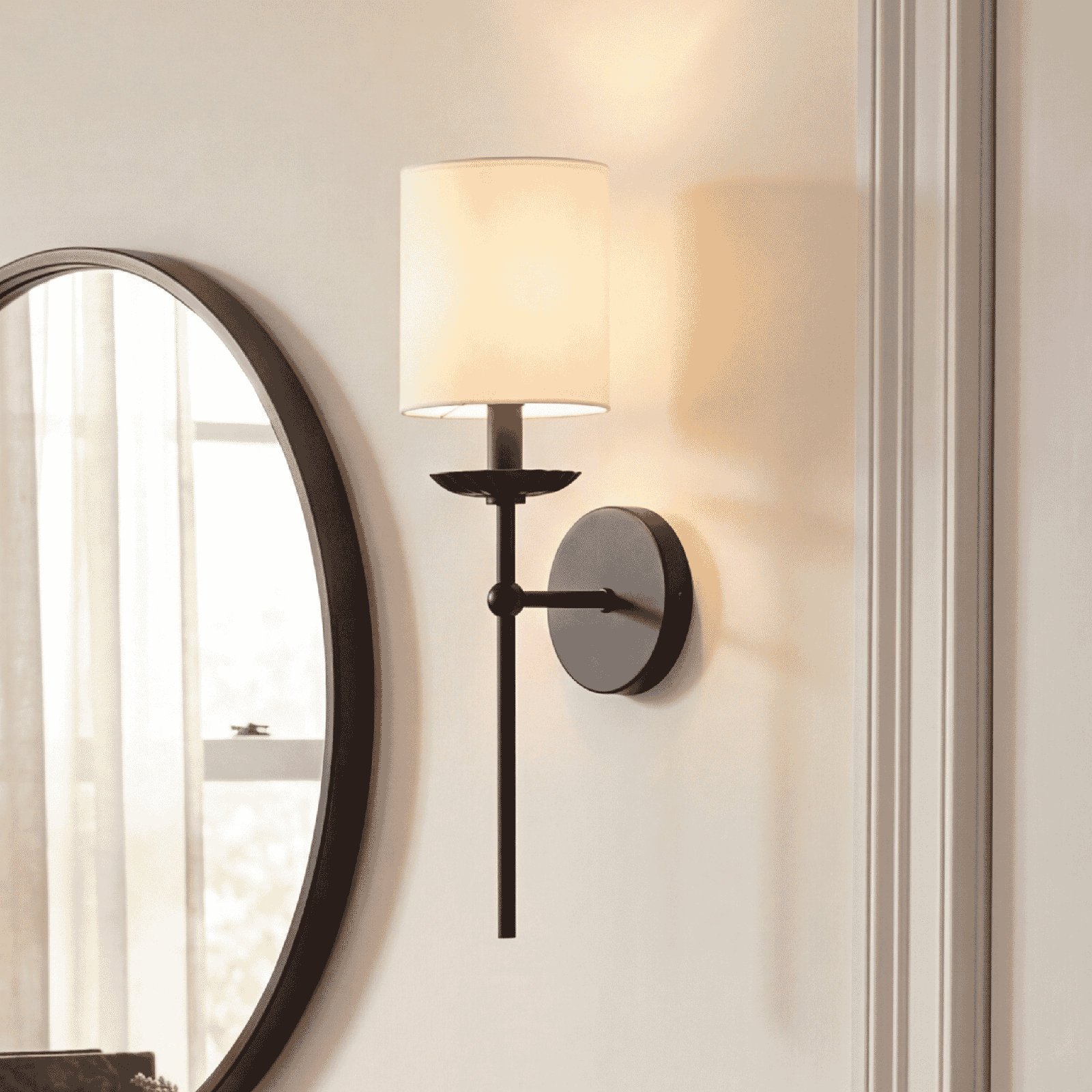 Olivette Single Light Dimmable Wallchiere, Black, Gold