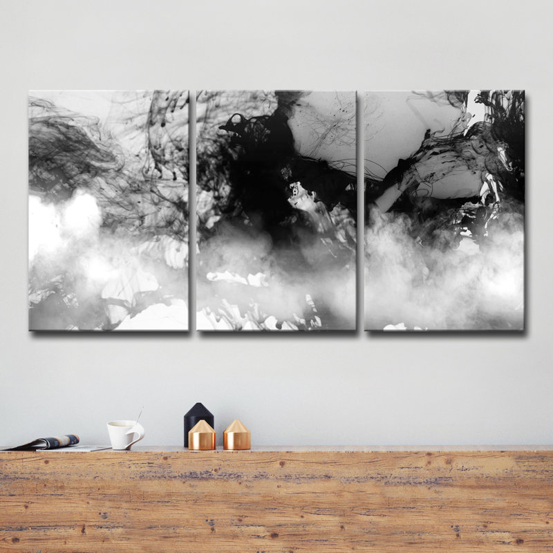 « glitzy brume xxi », ensemble de 3 reproductions d’art sur toiles tendues