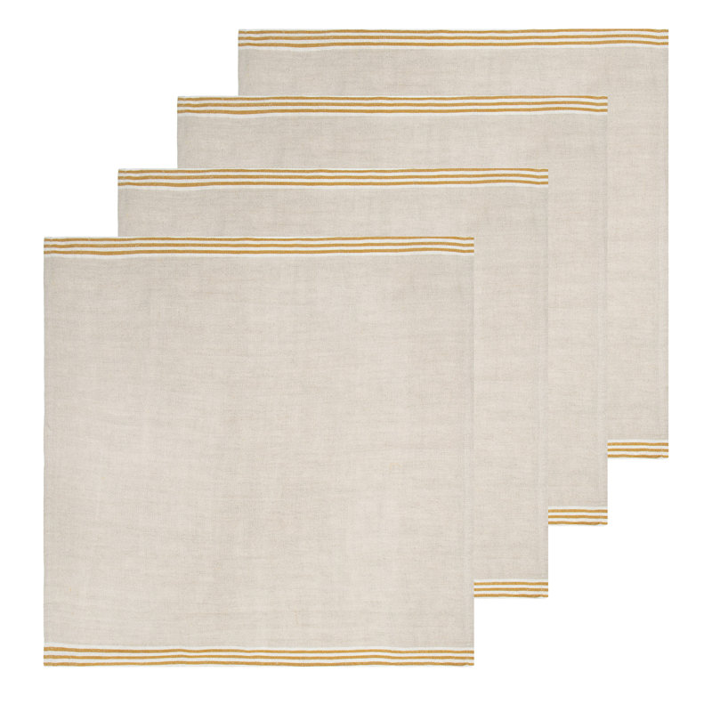 Gil Striped Square Napkin, Natural/Mustard