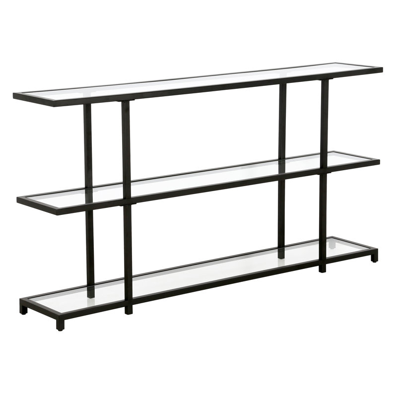 Mcchesney 162.6cm Glass Top Console Table, Gold, 139.7 cm W x 25.4 cm D x 73.66 cm H