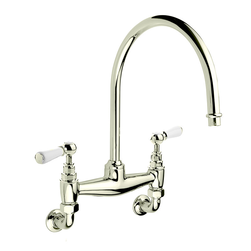 Classic Kitchen Bridge Faucet, Silver Nickel