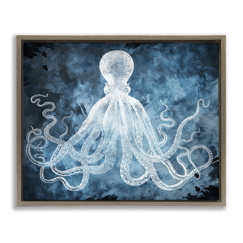 "Toile de poulpe enroulée", art mural encadré par tentacules flottants, design par Marcus Jules, H 25 po x l 31 po