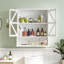 Armoire de salle de bain murale en bois blanc avec tablette réglable, portes doubles en forme de X en acrylique et armoire à pharmacie avec rangement ouvert