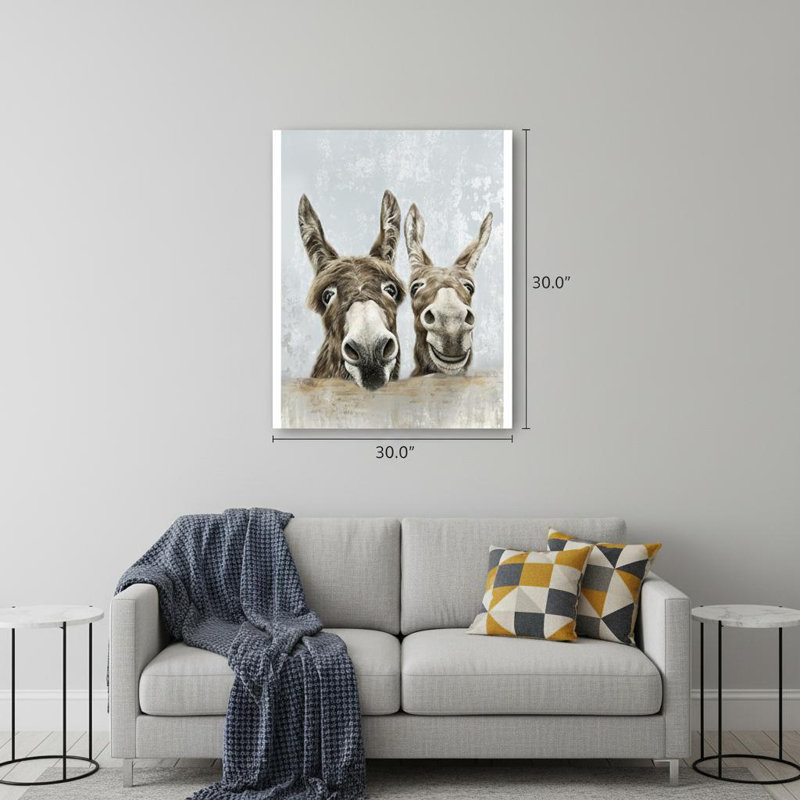 «Cute Donkeys», impression sur toile sans cadre, 30 po x 40 po