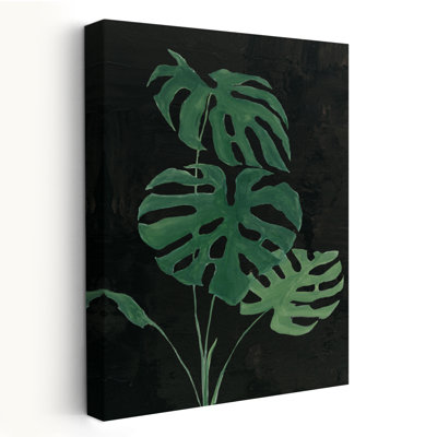 Palmier botanique I noir - art botanique noir frondes vert