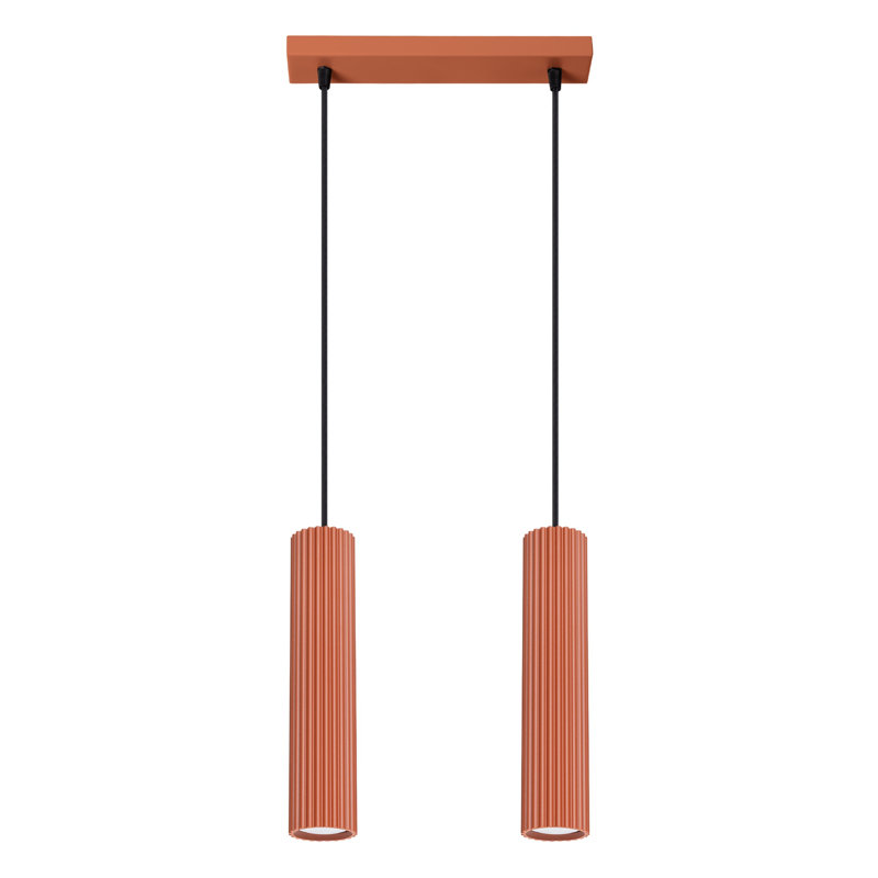 Bonina - Light Brushed Nickel Pendant, 13cm W x 14cm D, Red, 2 Lights