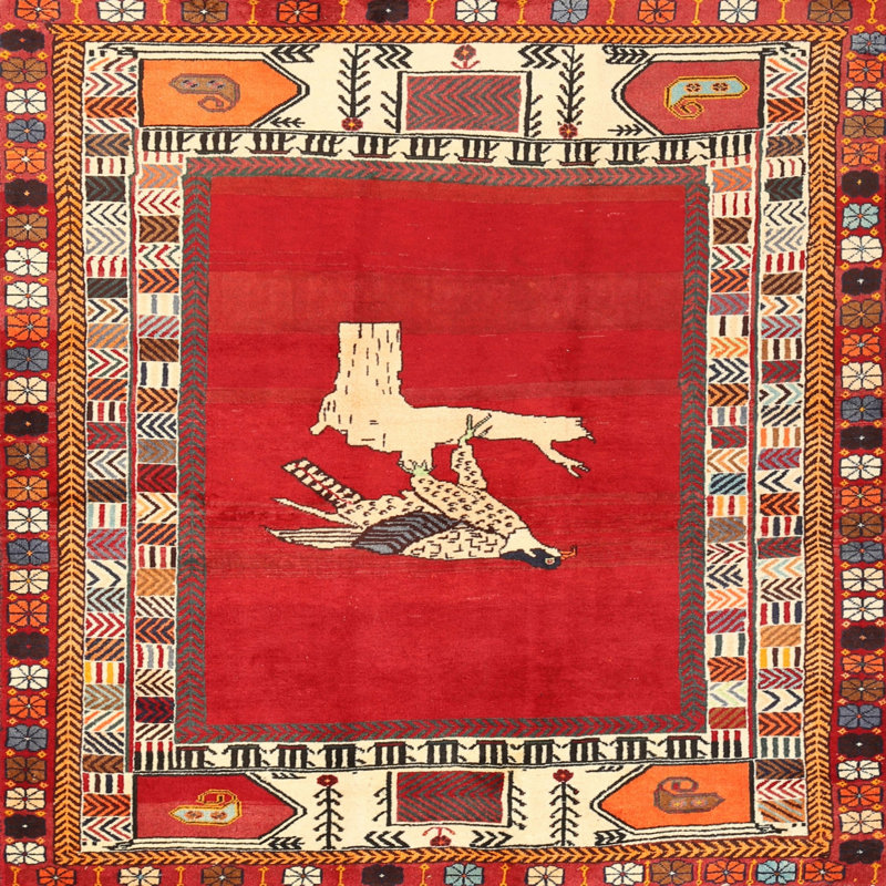 Tapis rouge à motif sud-ouest, Carré 6 pi