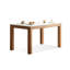 Table de salle à manger en pierre blanche rectangulaire avec table en chêne-502337543