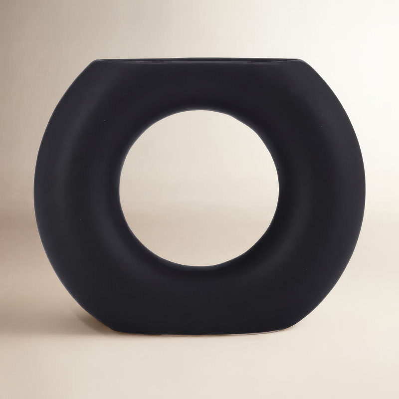 Vase en grès cérame Tocara, Noir, H 5,43 po x l 6,53 po x P 1,81 po