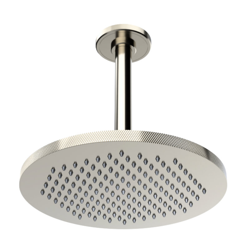 Rainstone Rainshower Head - Industrial, Knurled, 9.5", Polished Nickel
