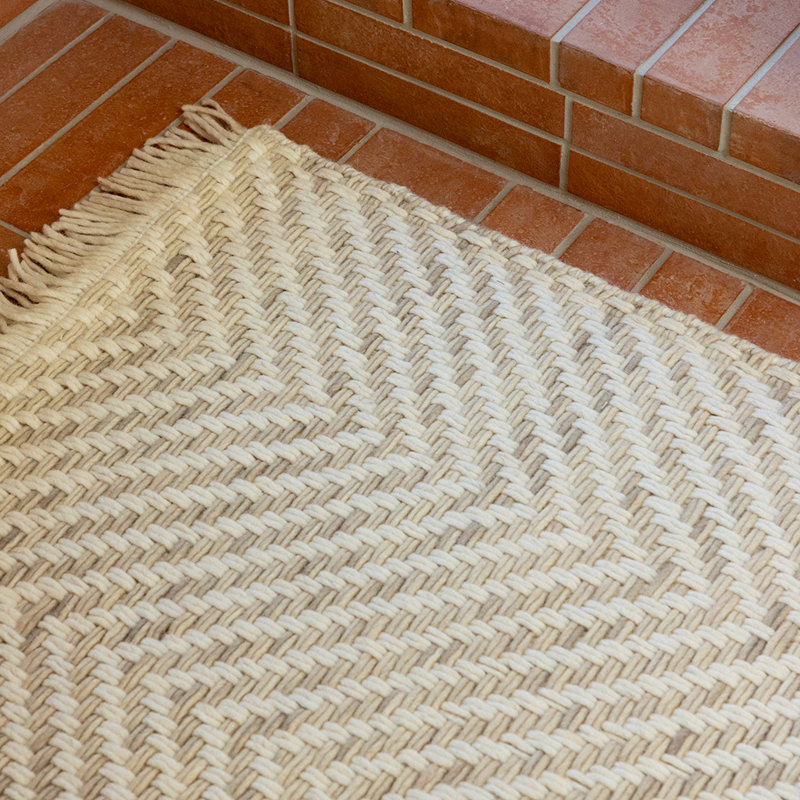 Wool Chevron Area Rug in Taupe, Rectangle 5'3" x 7'6"