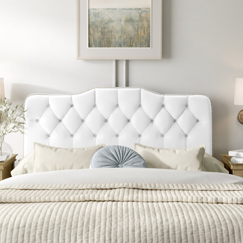Aurkene Upholstered Headboard, Queen, Velvet White