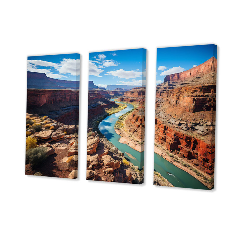 Impression sur toile 3 pièces USA Grand Canyon Majesty sur toile, H 40 po x l 60 po x P 1 po
