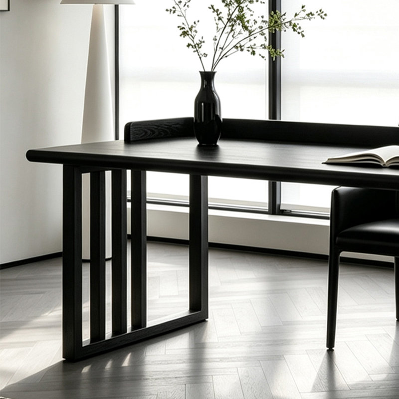 Bureau d'écriture rectangulaire en bois massif noir