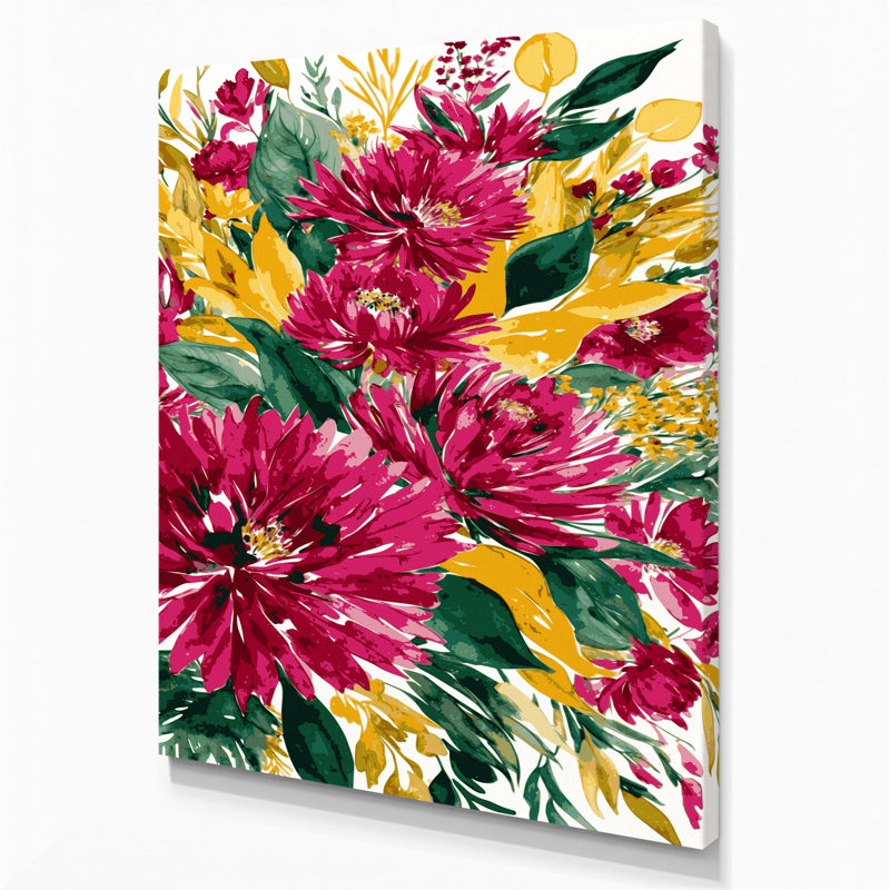 "Watercolor Floral 21", art mural sur toile brune