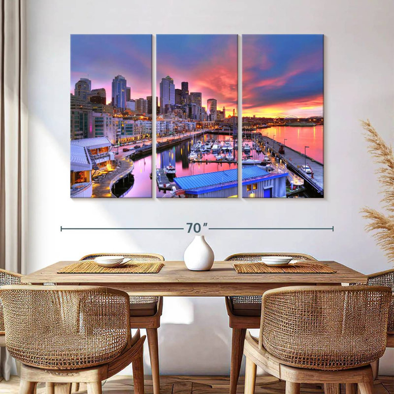 Seattle Marina At Dawn, 24" H x 38" W