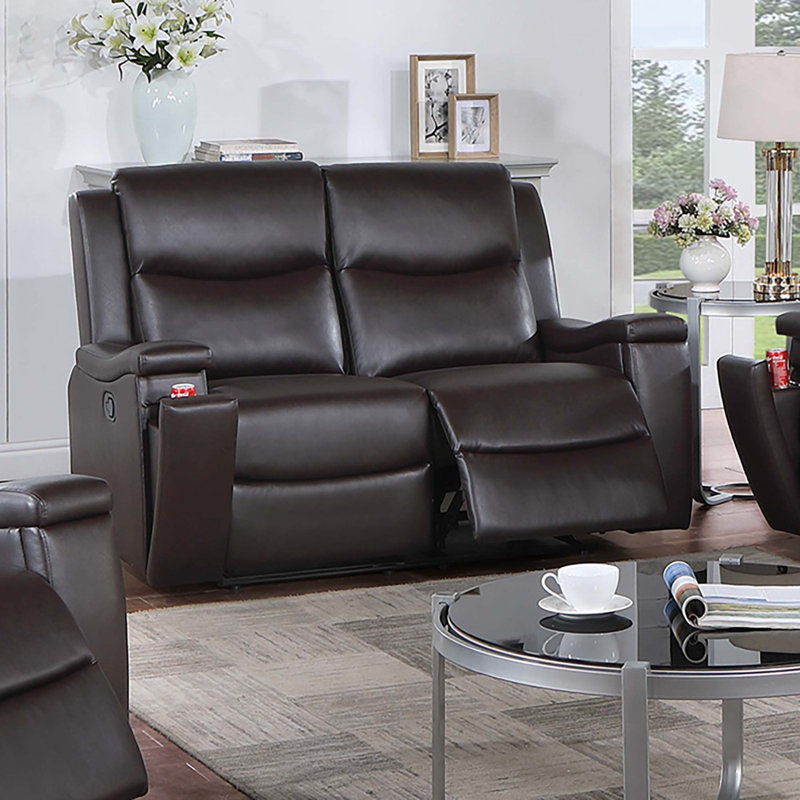 Recliner Loveseat PU Leather Recliner Sofa Oversized Recliner Modern Sofa Convertible Sofa, Espresso