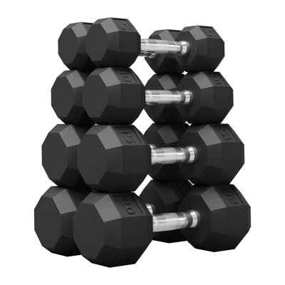 Rubber Coated PVC Hex Dumbbell Set – 100 LB Free Weights