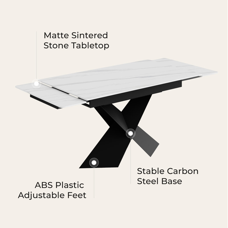Slade Modern 55.12" To 74.80" Extendable Dining Table For 4-8