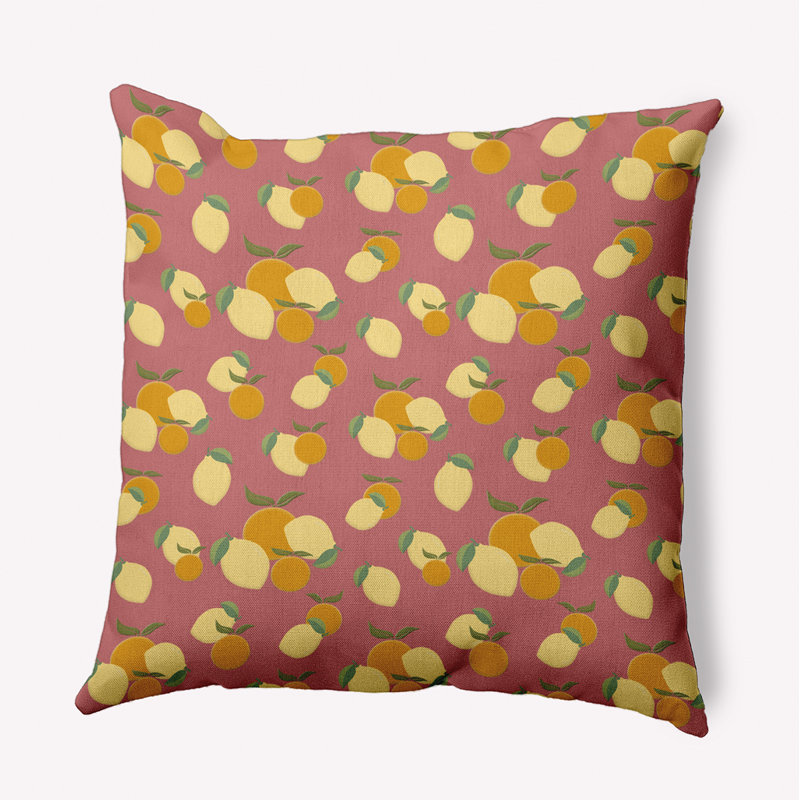 Floral Reversible Throw Pillow, 18"H x 18"W, Turkish Rose/Light Yellow/Orange