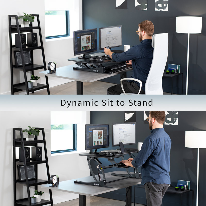 VIVO Black 48" Height Adjustable Standing Desk Converter with Keyboard Tray