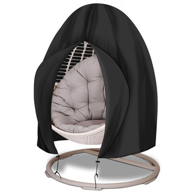 75"*45" Extra Large Waterproof Black Egg Swing Chair Cover Windproof UV Resistant Outdoor Patio Hanging Chair Protector for Rain Snow Winter, Black