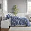 Ensembles de literie haut de gamme de qualité supérieure, courtepointe brodée en coton avec coussin décoratif, double / grand, bleu marine