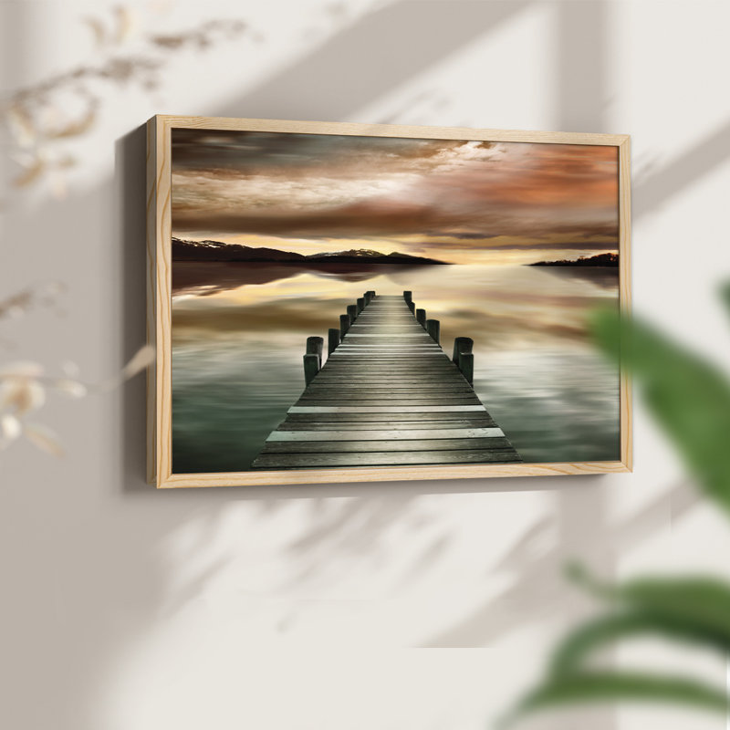Sunset Jetty -Framed Print - Restickable, Naturel, H 11 po x l 14 po